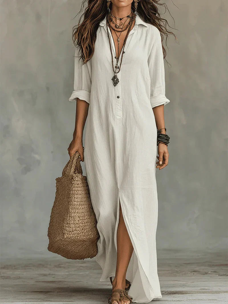 Céline™ | Relaxed Button-Front Maxi Dress