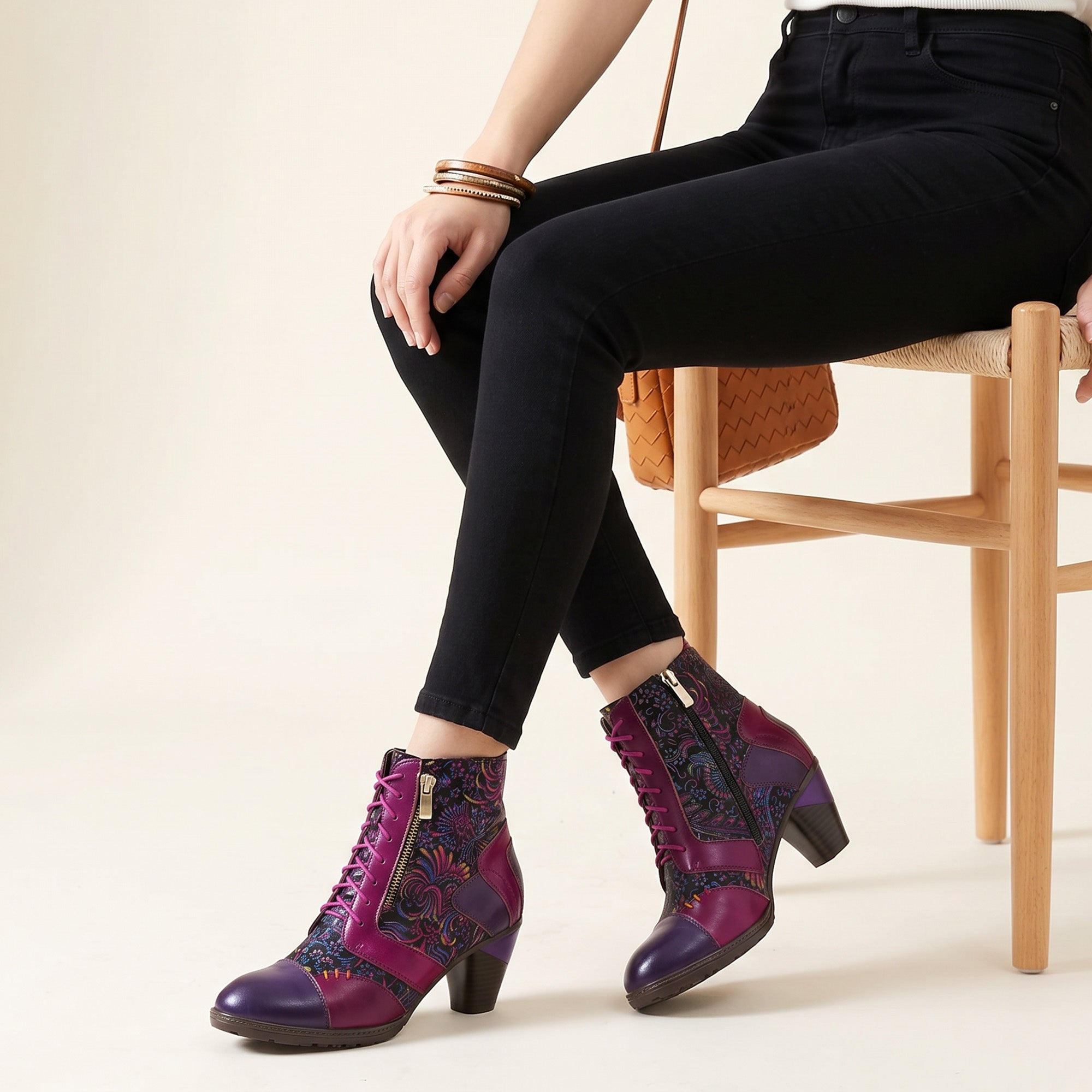 Evanthelle™ | Handcrafted Patchwork Ankle Boots
