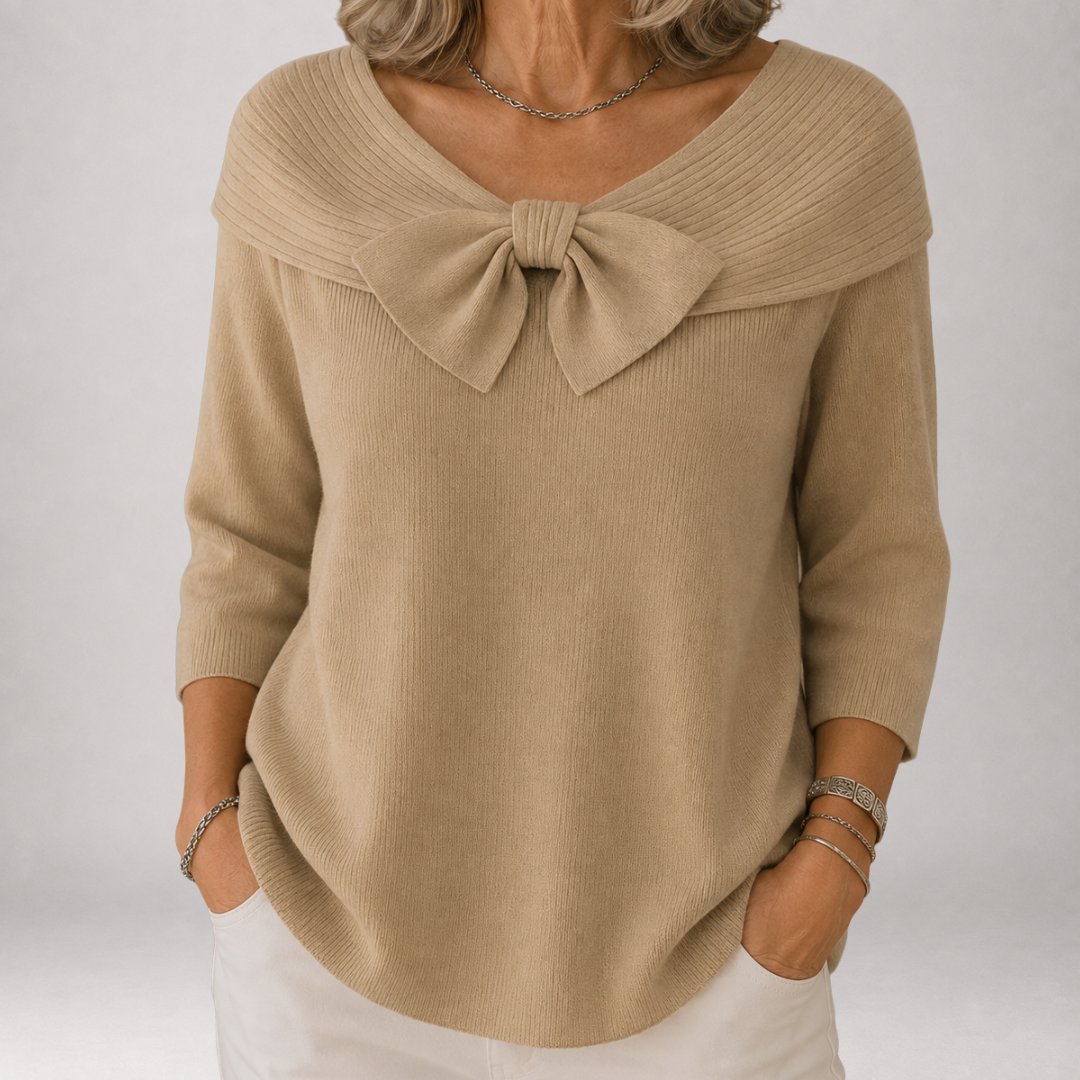 Greer™ | Bow Front Off-Shoulder Sweater