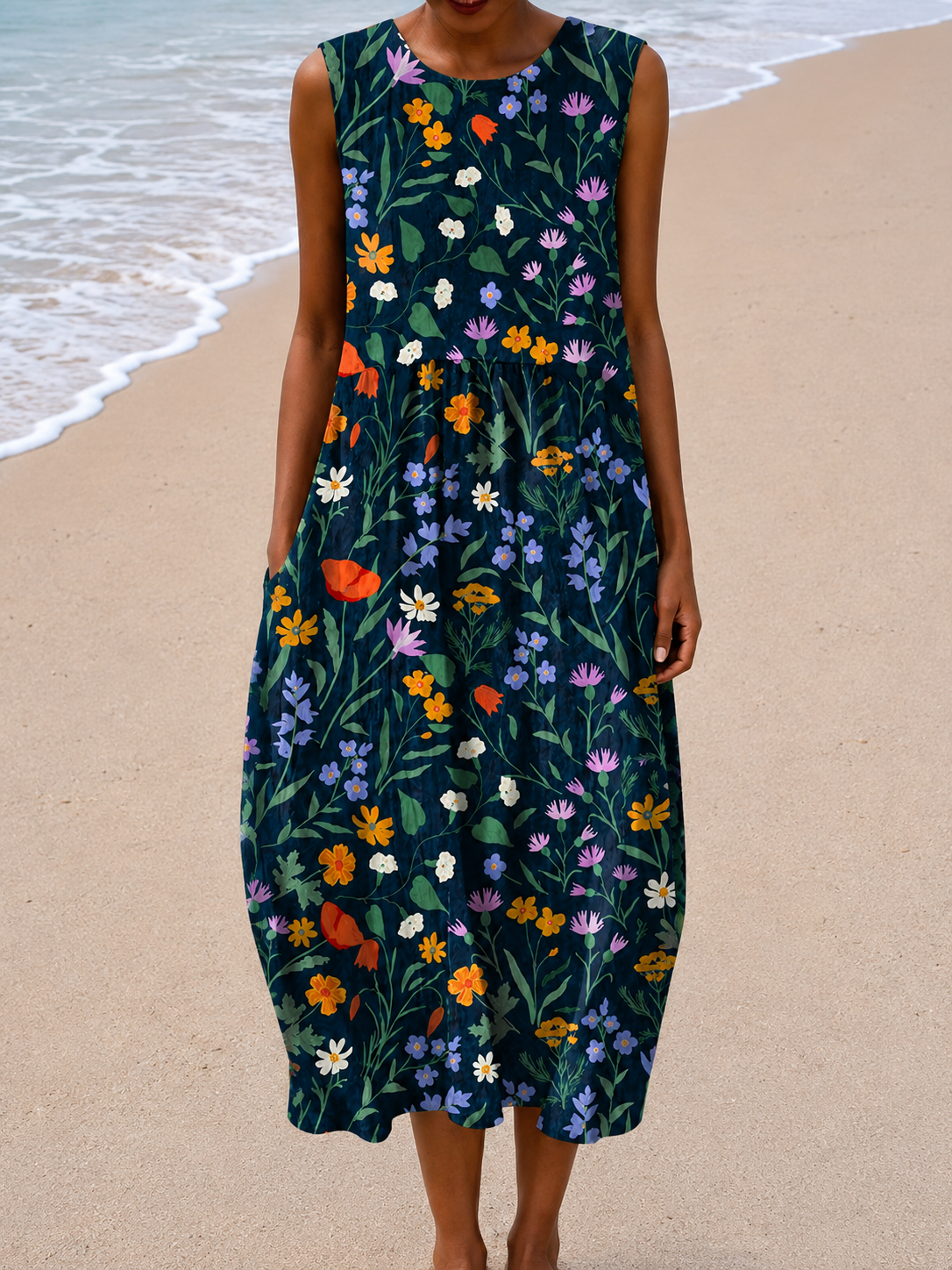 Clover™ | Sleeveless Midi Dress with Relaxed Fit