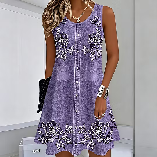 Rexana™ | Floral Button-Front Summer Dress