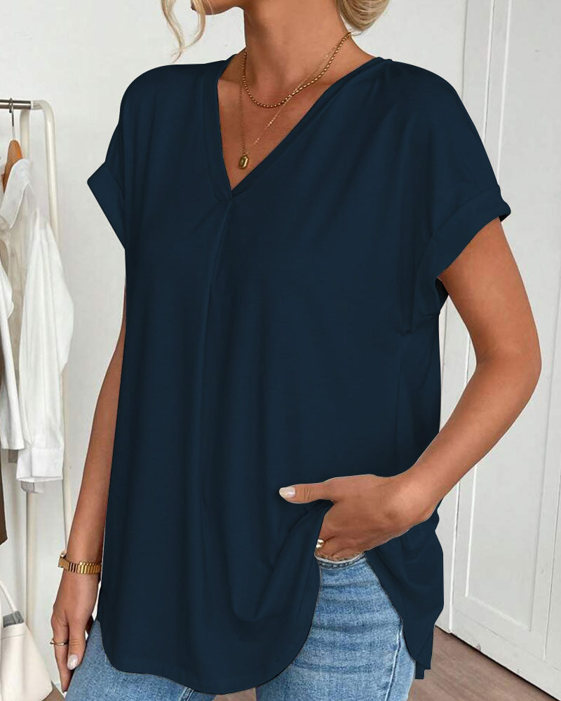 Winifred™ | Pleated Back V-Neck Blouse