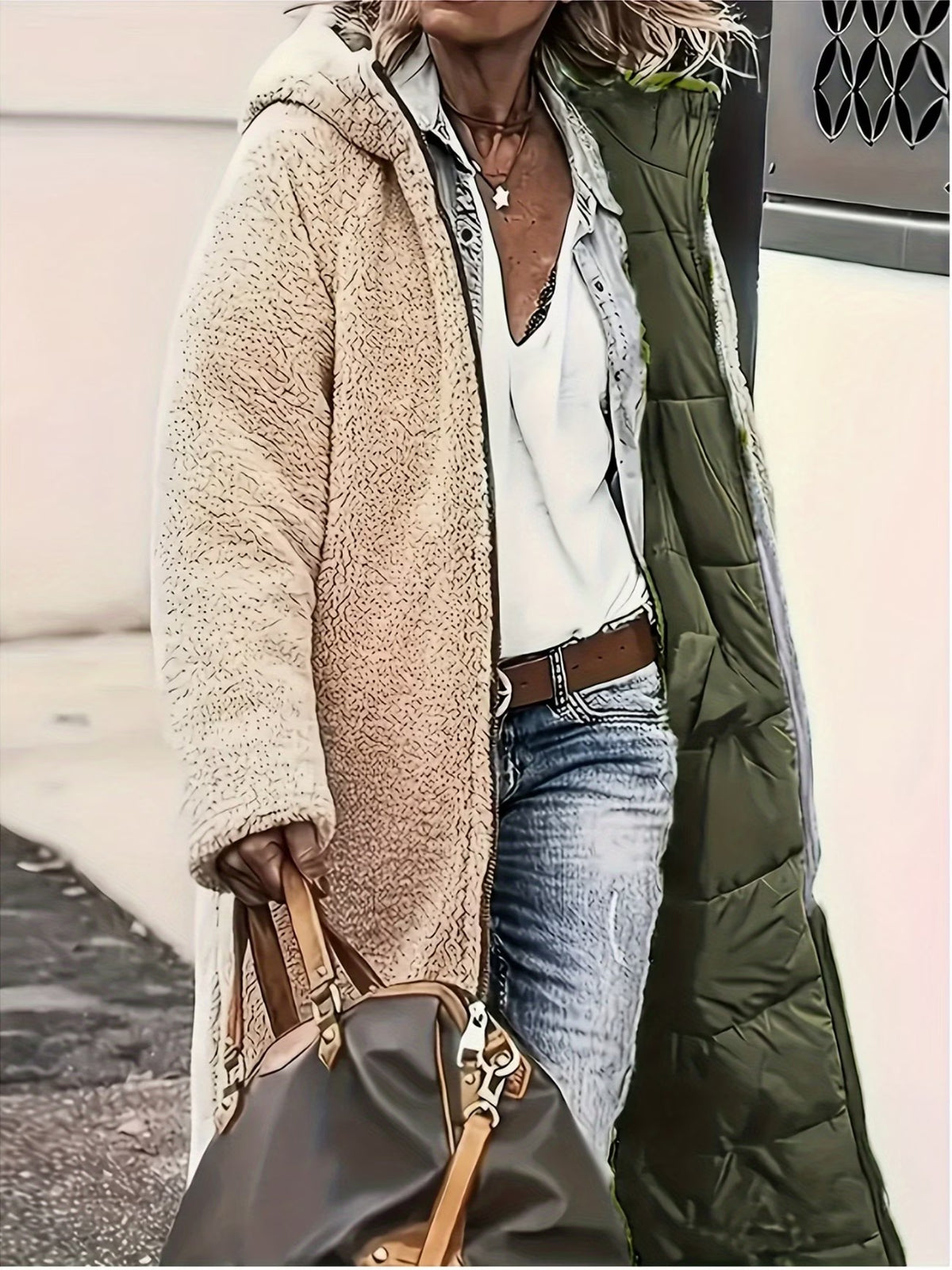 Gwendolen™ | Reversible Sherpa & Quilted Longline Coat