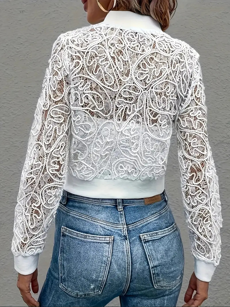 Eloise™ | Crop Lace Bomber