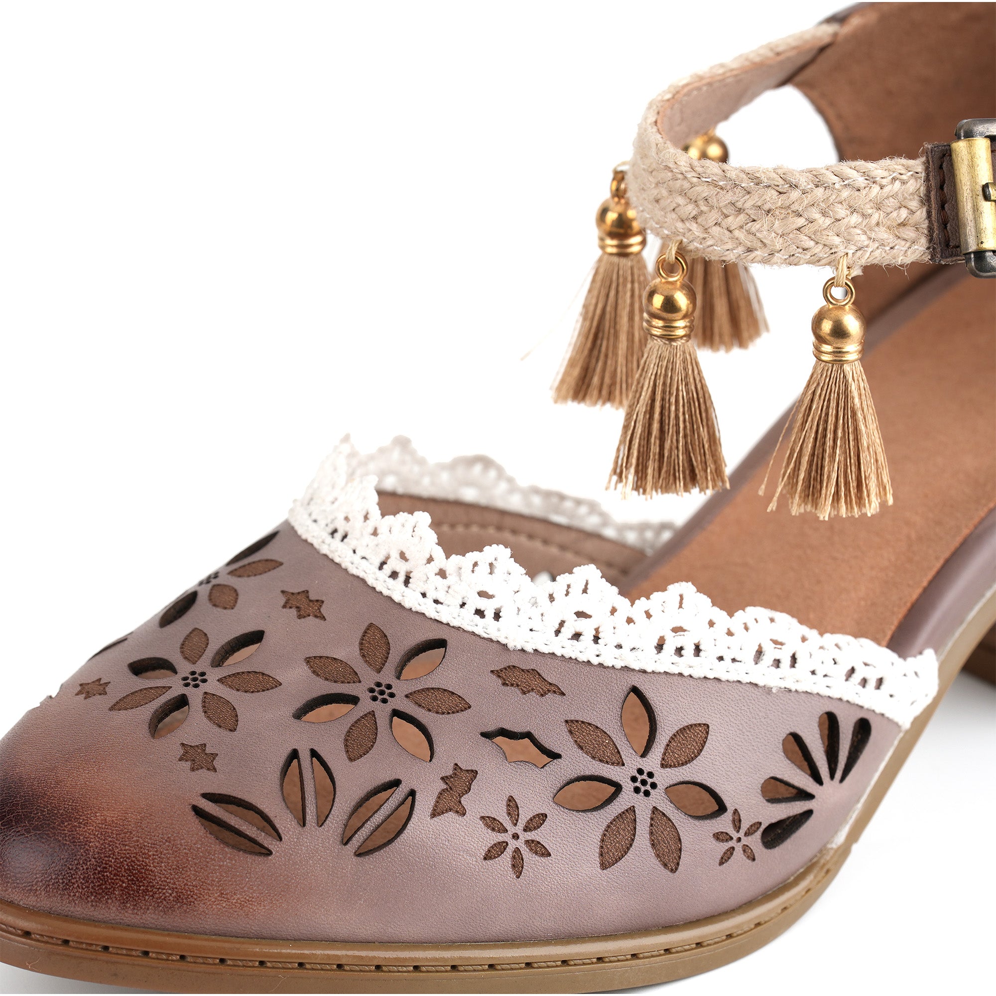 Adaora™ | Floral Cutout Tassel Mary Jane Heel
