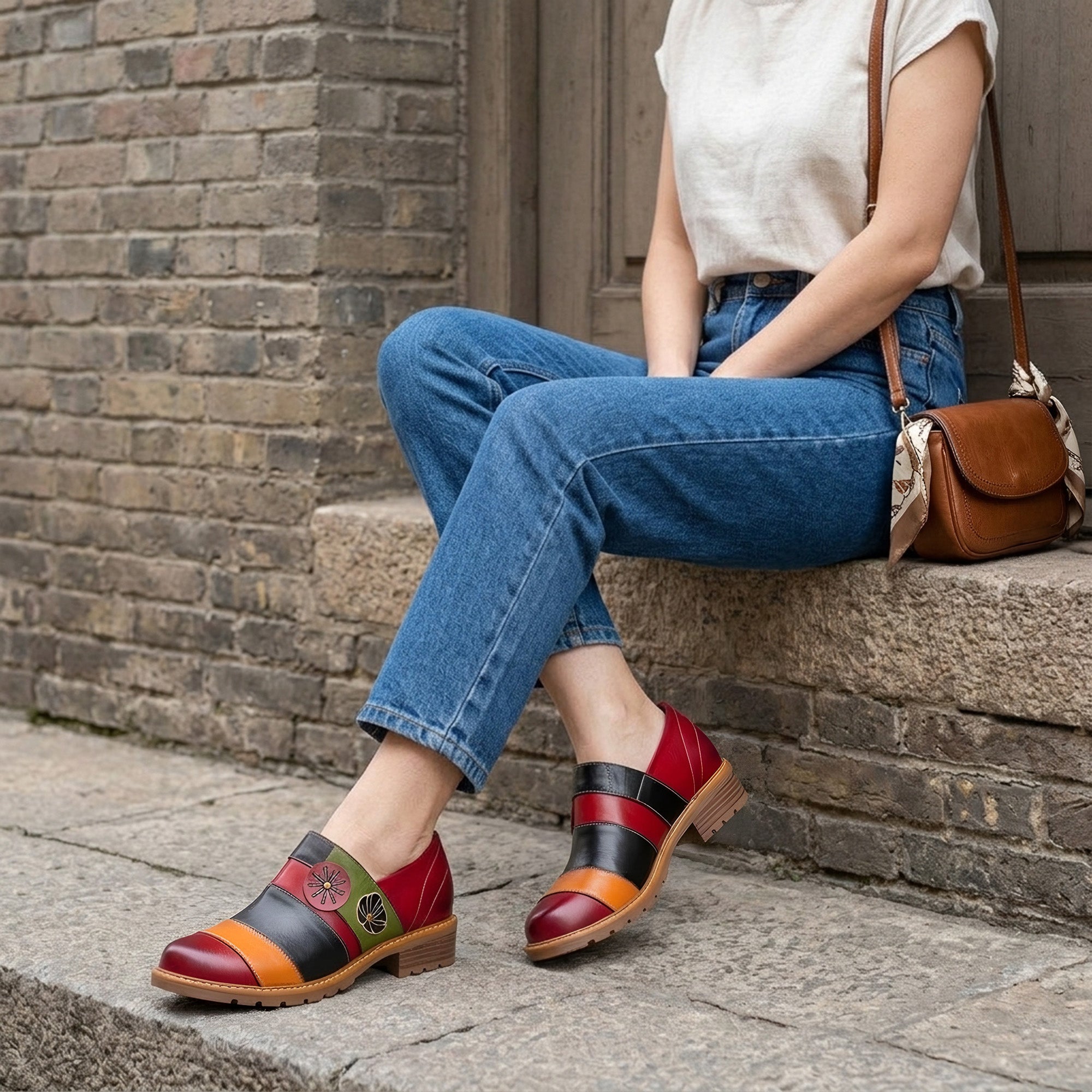 Vexlyn™ | Floral Color-Block Loafers