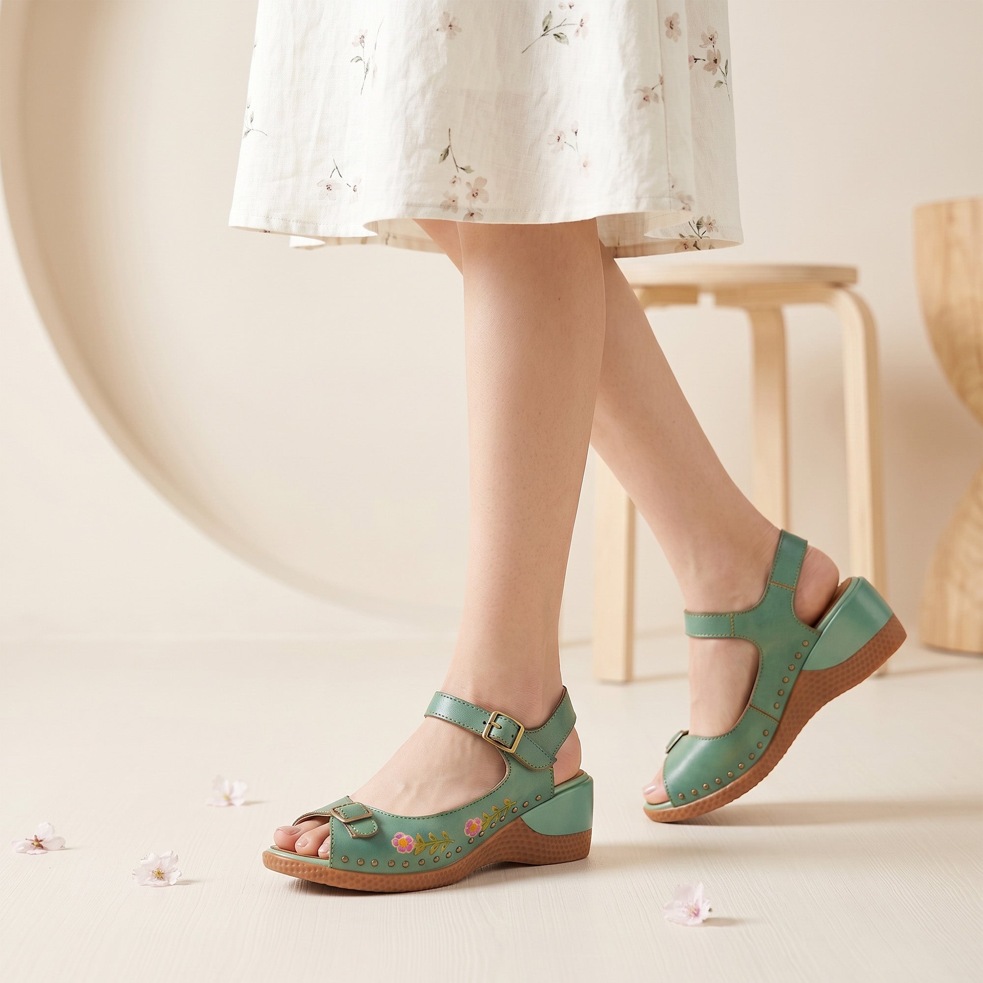 Aveline™ | Floral Embroidered Wedge Sandal