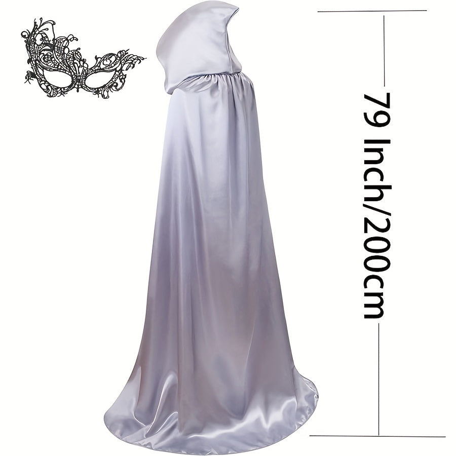 Women's Halloween Dark Purple Hooded Cape & Mask Set
