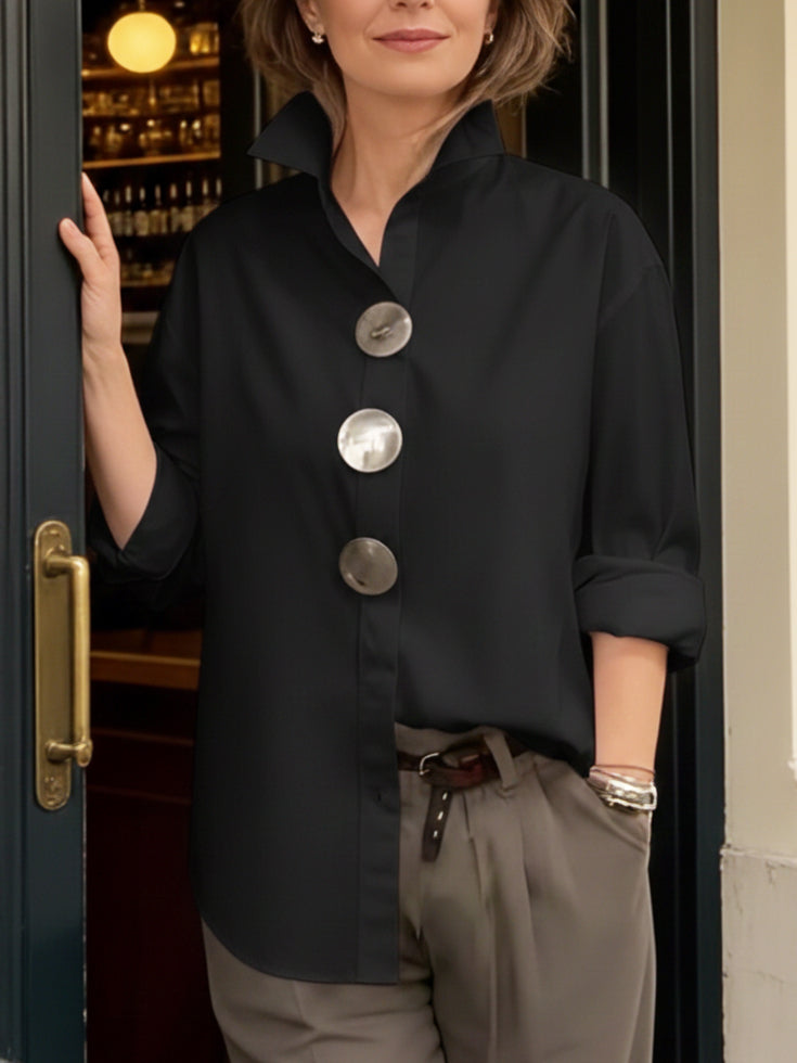 Marcella™ | Statement Button Stand Collar Shirt
