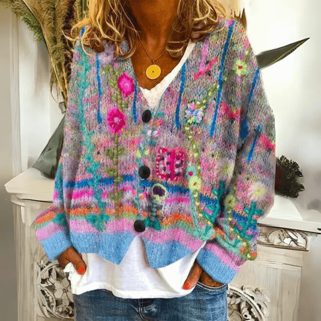 Marguerite™ | Embroidered Floral Knit Cardigan