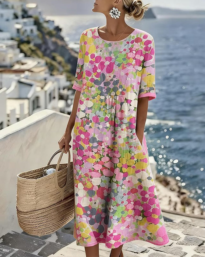 Floralie™ | Elegant Floral Summer Midi Dress