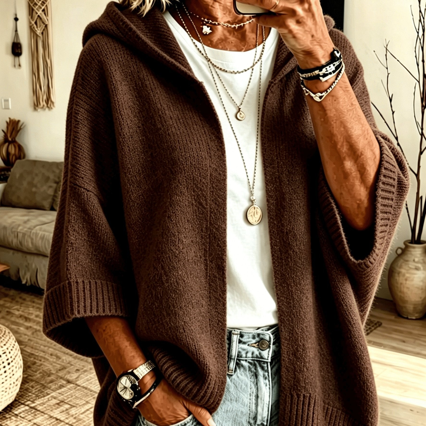 Edalynn™ | Hooded Open-Front Cardigan