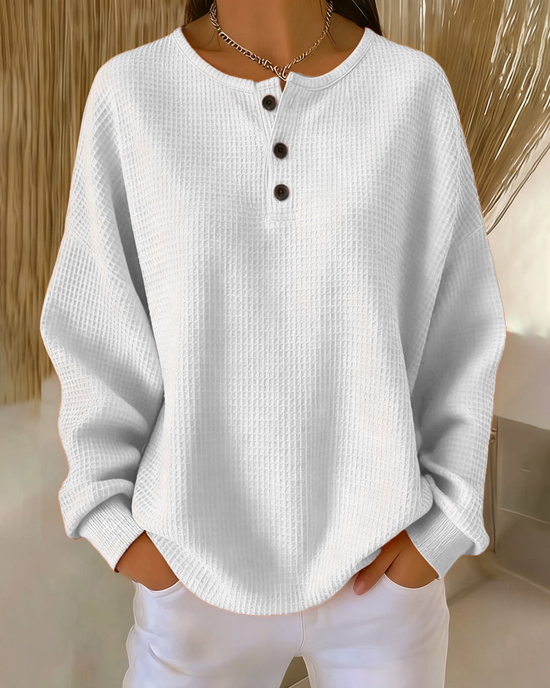 Arvella™ | Relaxed Long Sleeve Henley Sweatshirt