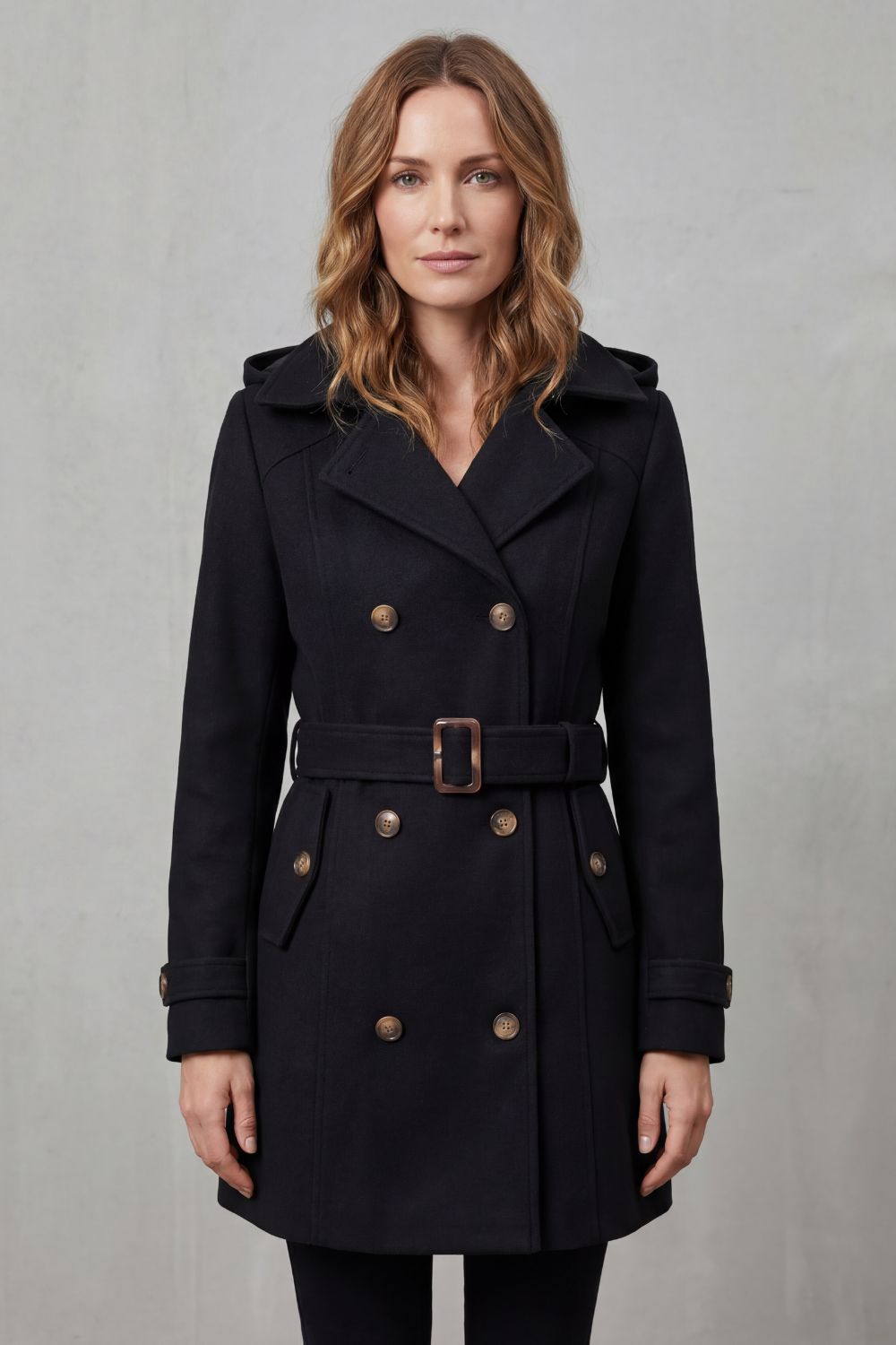 Women's Tailored Elegance Hooded Trench Coat