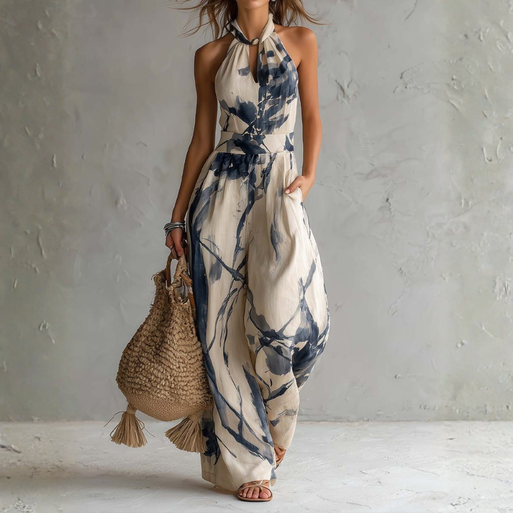 Bellamy™ | Elegant Jumpsuit with Artistic Print and Fluid Silhouette
