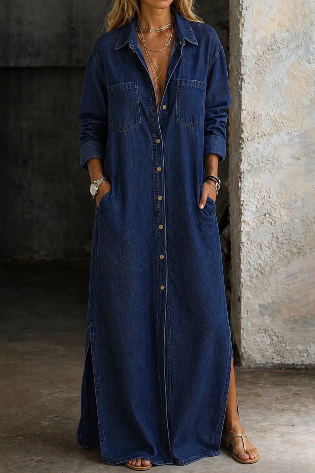 Lena™ | Button Down Maxi Dress