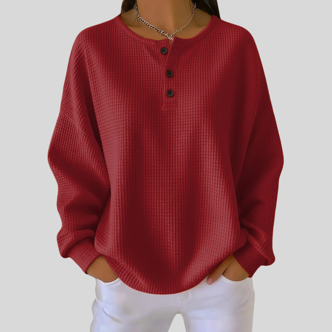 Nessa™ | Casual Henley Sweatshirt