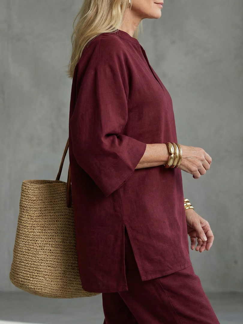 Oriana™ | V Neck Tunic & Gathered Trouser Set