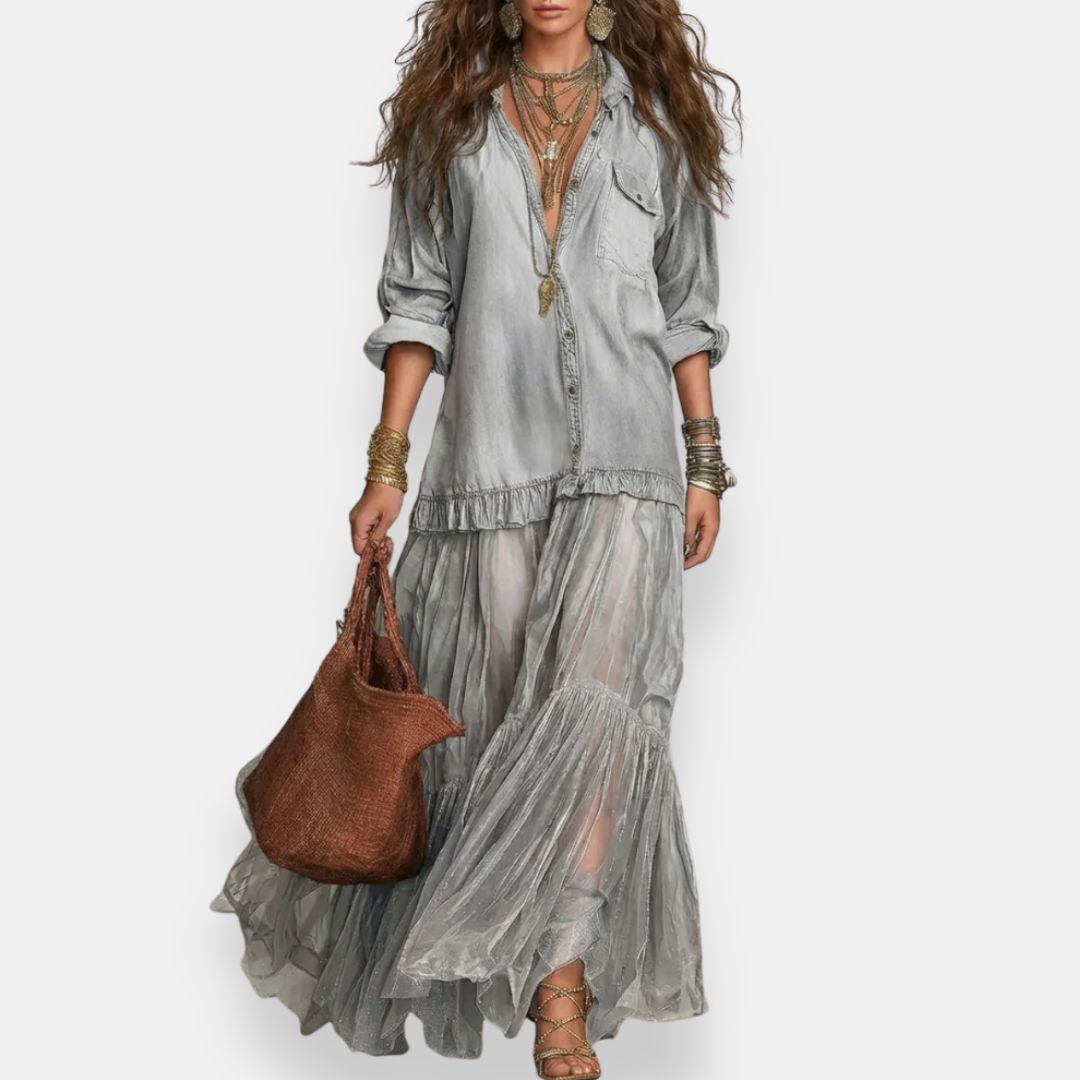 Maureen™ | Long Bohemian Ruffle Dress