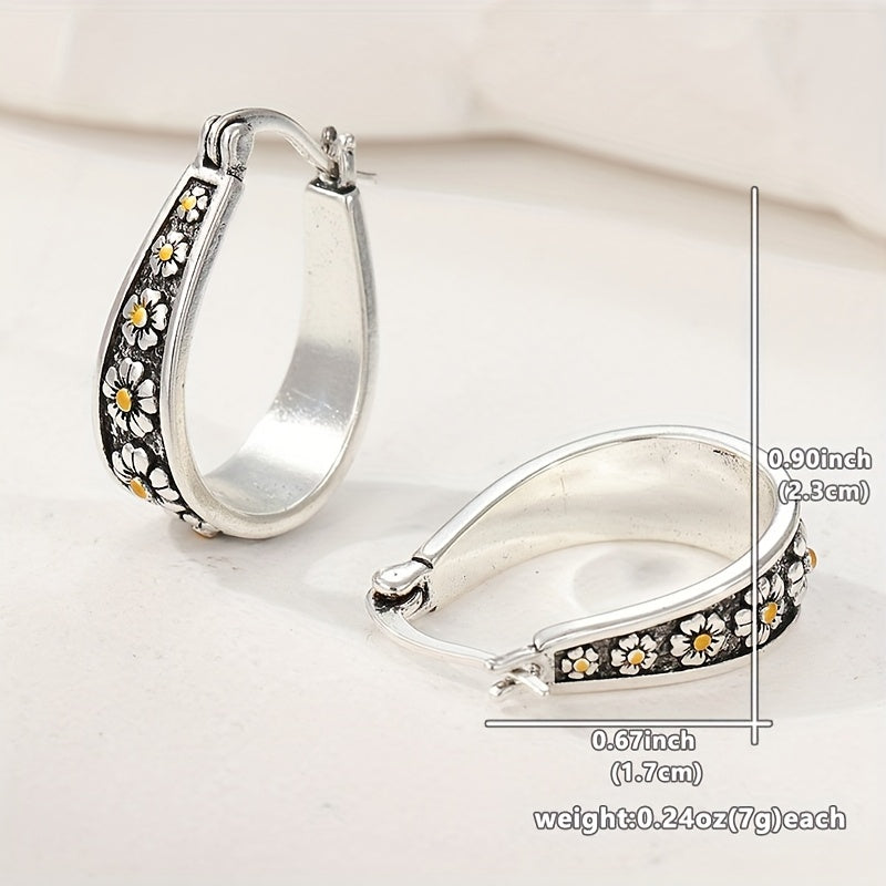 Tivette™ | Vintage Hand-Cut Daisy Hoop Earrings