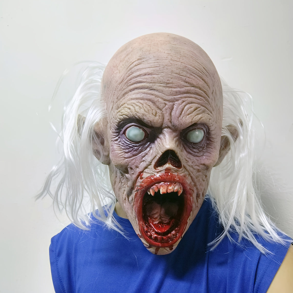 Women's Halloween White-Haired Vampire Mask