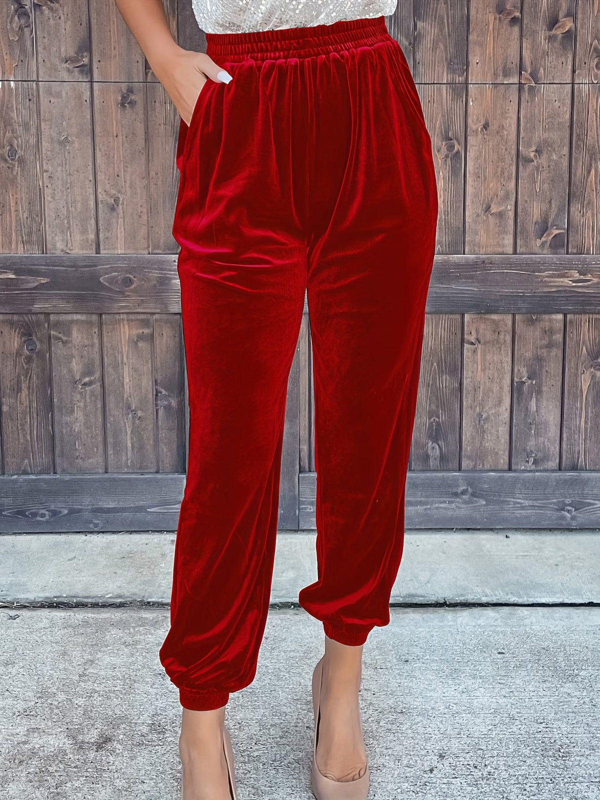 Rubina™ | Red Velvet Tapered Joggers