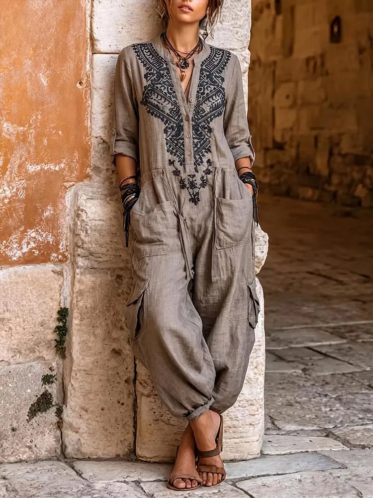 Adeline™ | Easy Long-Sleeve Wide-Leg Jumpsuit