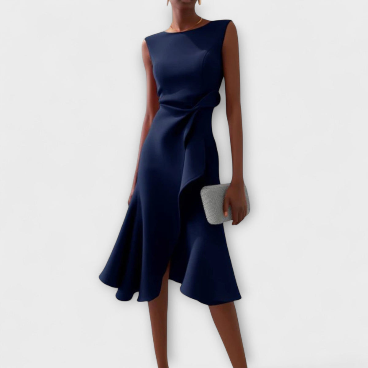 Women’s Draped Asymmetric Midi Dress