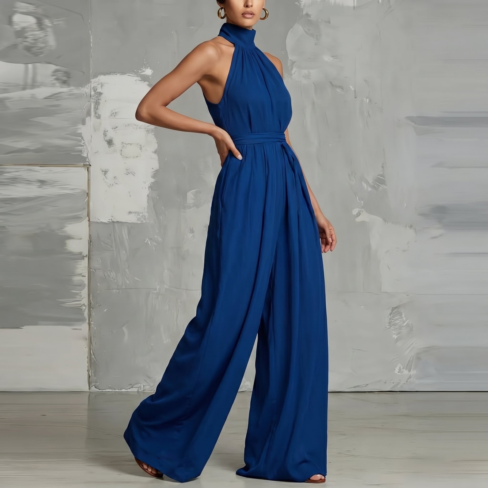 Laurel™ | Halter Neck Wide-Leg Jumpsuit