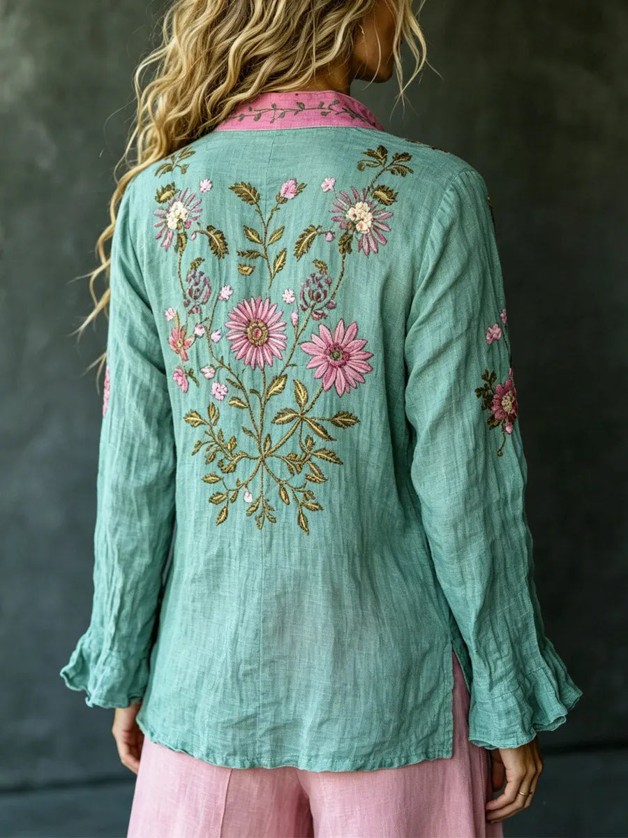 Mirabel™ | Retro Embroidered Floral Shirt