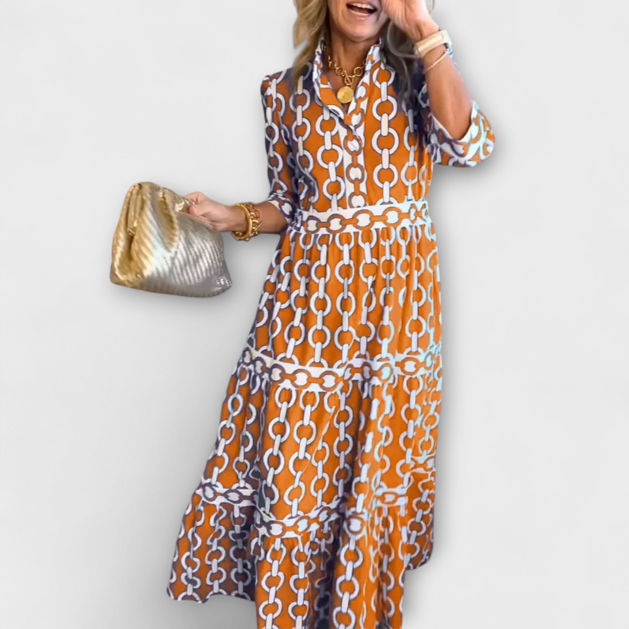 Gwendolyn™ | Midi Dress with Chain Print