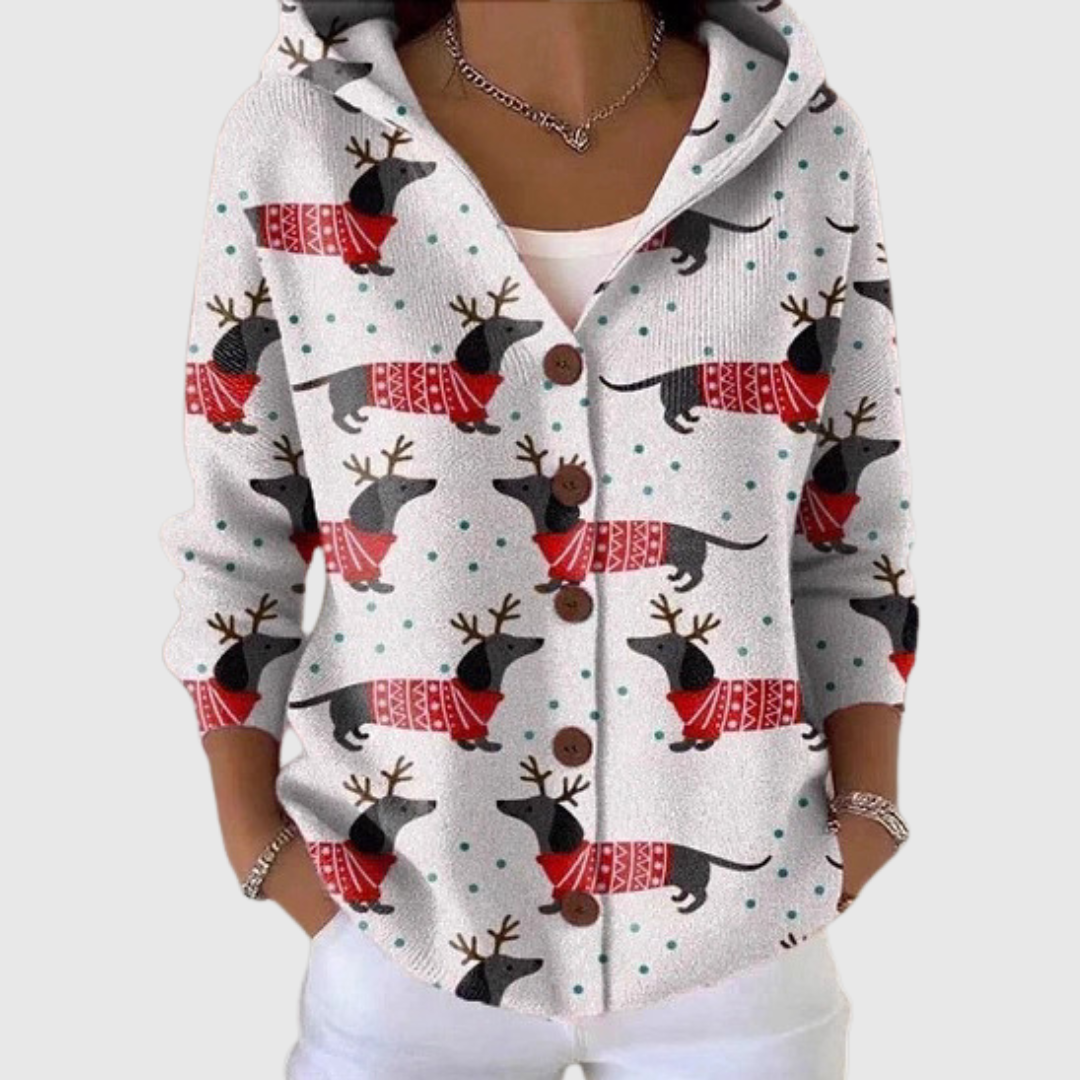 Rudolphine™ | Hooded Button-Front Cardigan