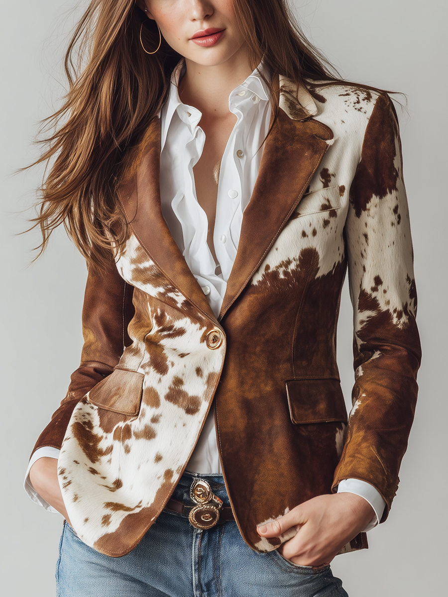 Maverick™ | Vintage Cow Print Blazer