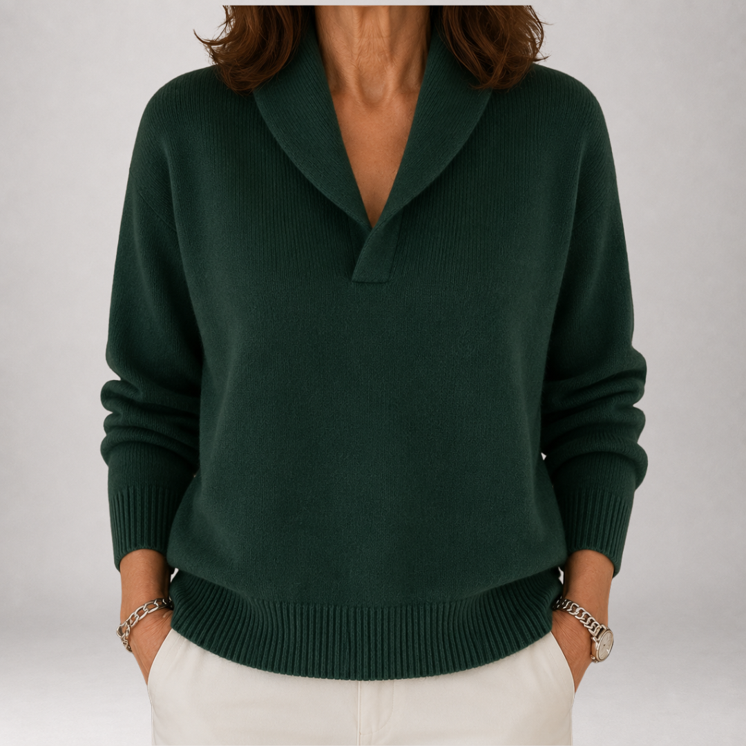Genevra™ | Shawl Collar V-Neck Sweater