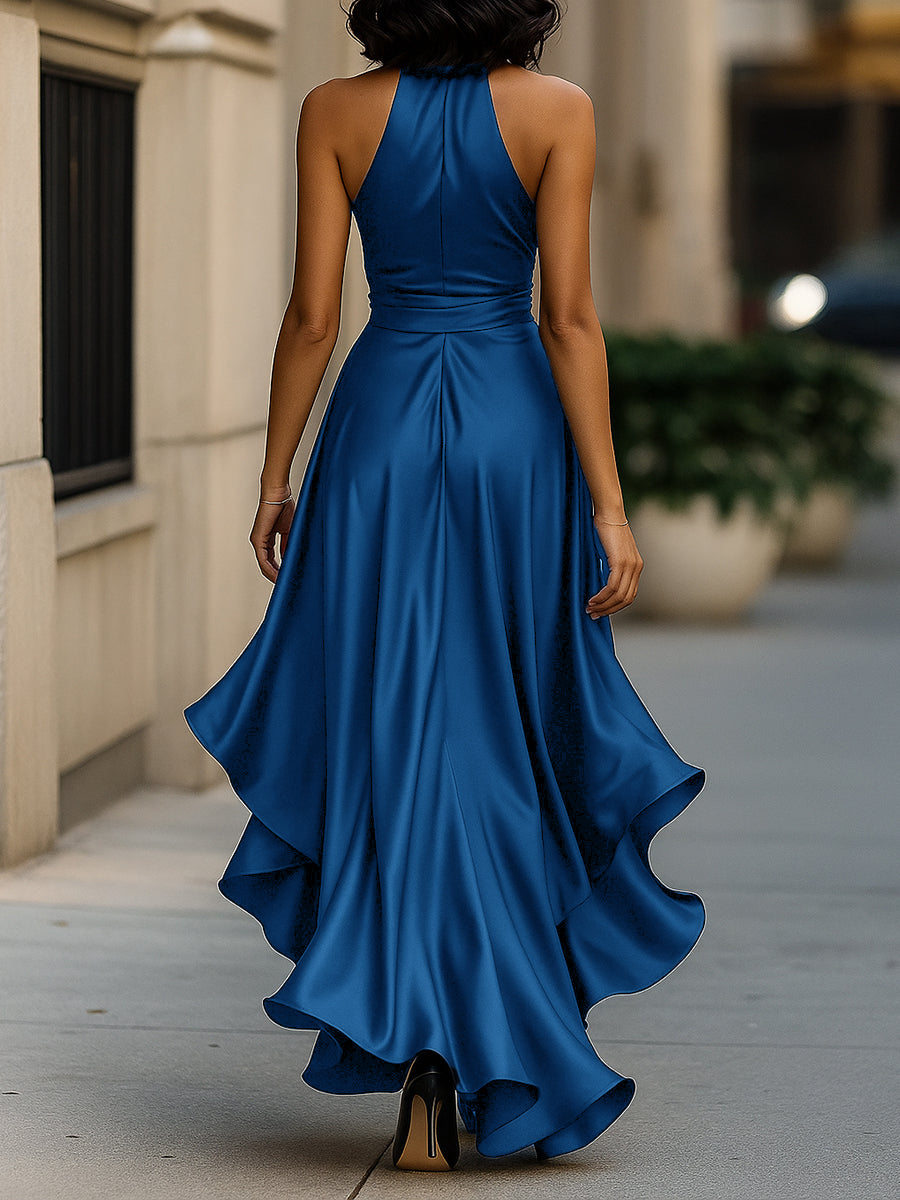 Evaine™ | Halter Neck Ruffle Evening Dress