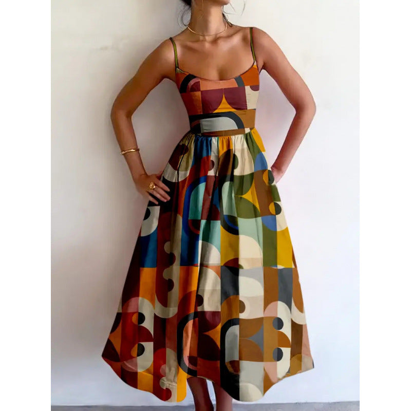 Theodora™ | Geometric Print Midi Dress