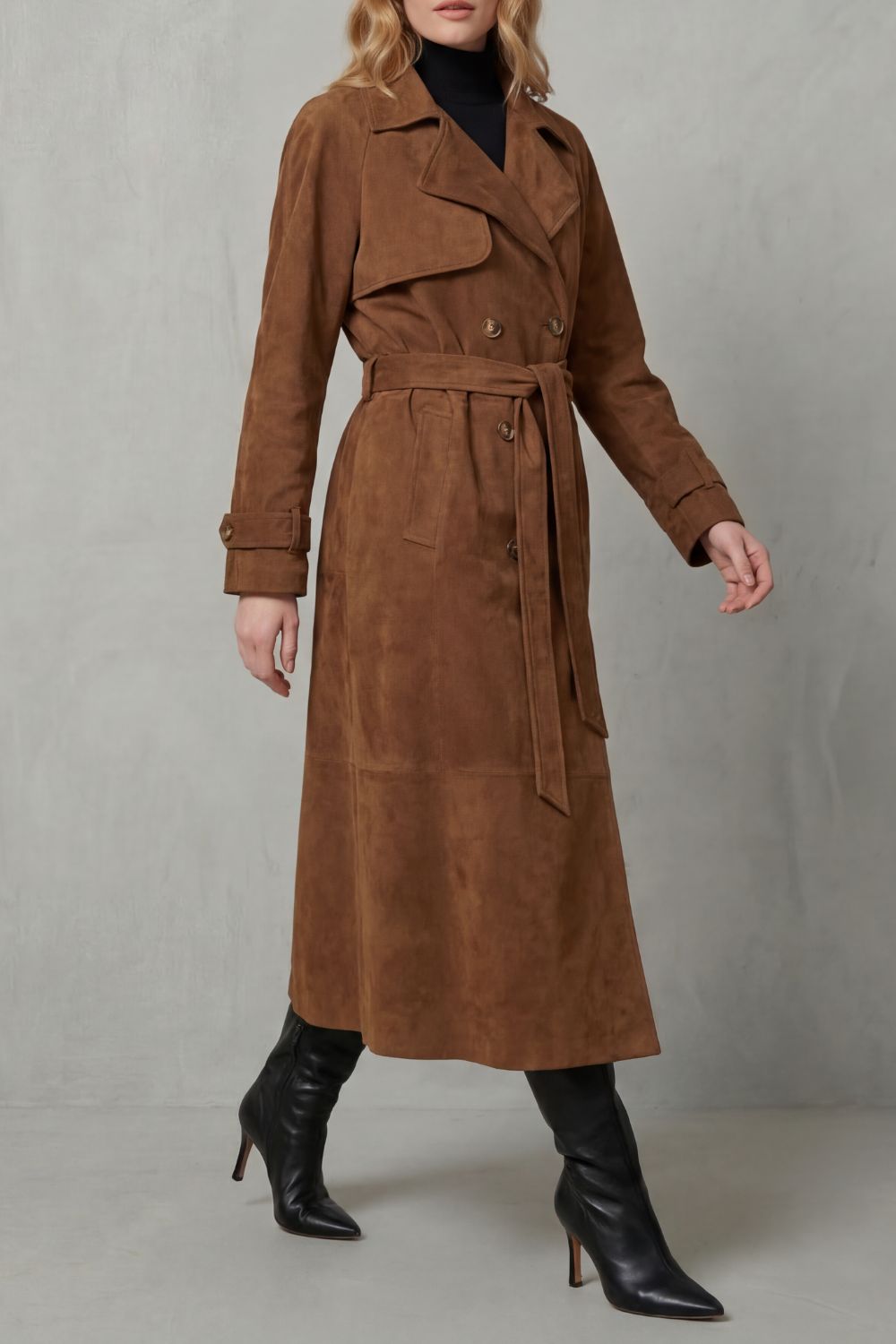Women's Suede Elegance Trench Coat