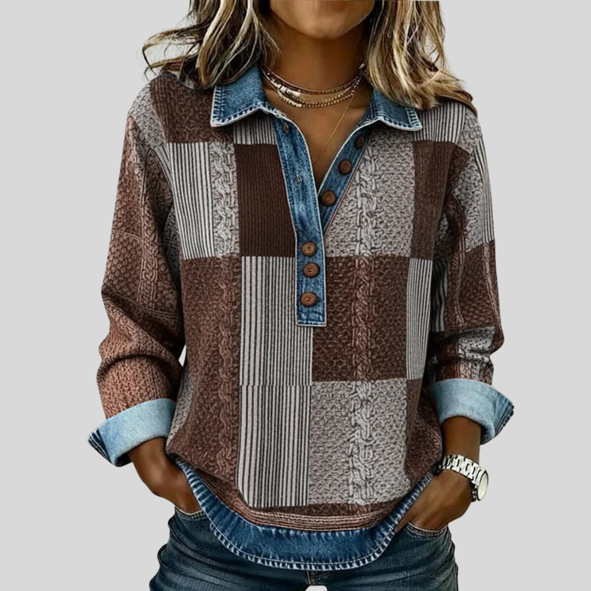 Meridell™ | Colorblock Print Sweatshirt