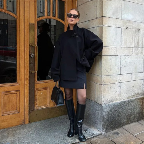 Bheki | Women's Chic Stand-Up Collar Long Sleeve Button Down Coat