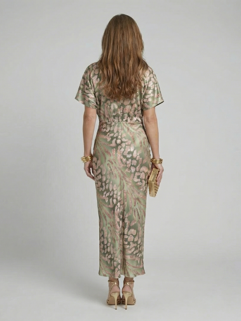 Eloise™ | Abstract Print V-Neck Twist Waist Midi Dress