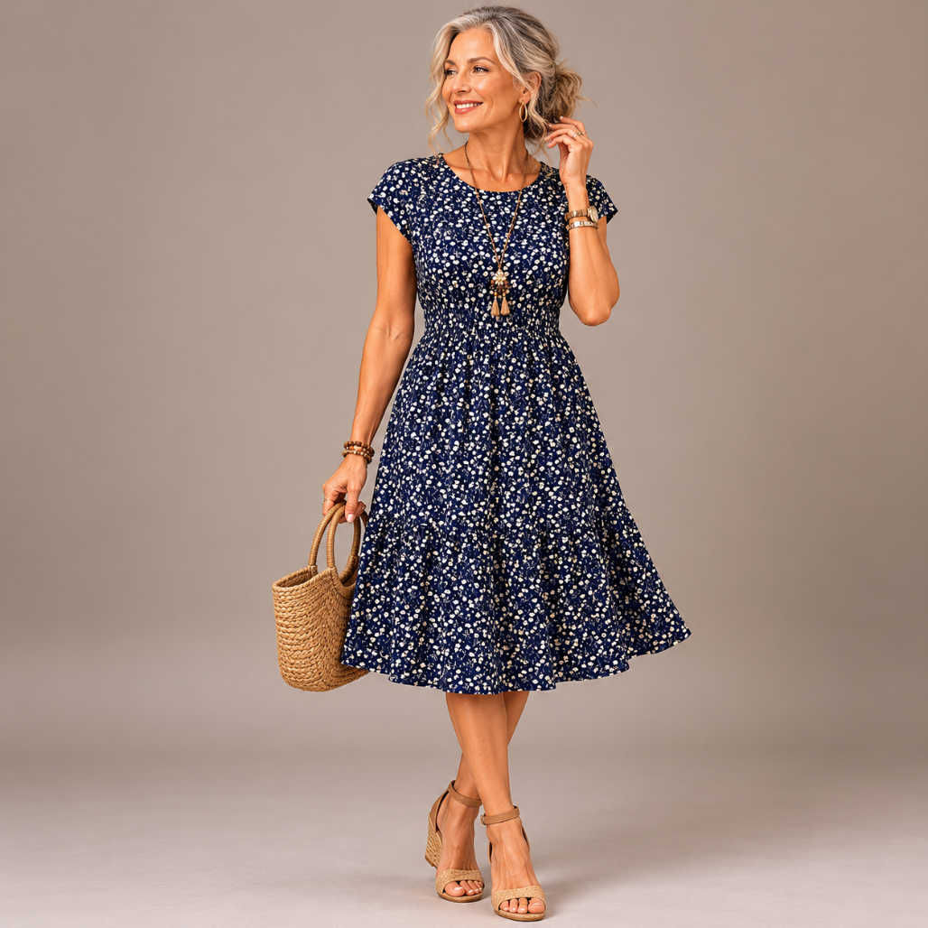 Daisy™ | Floral A-Line Midi Dress