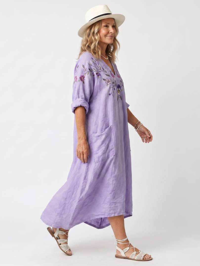 Pansy™ | Floral Oversized Pocket Midi Dress