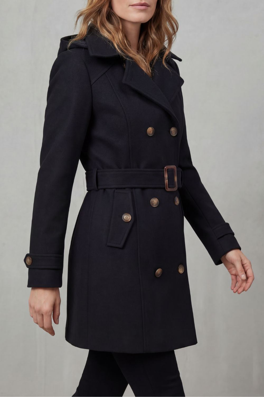 Women's Tailored Elegance Hooded Trench Coat