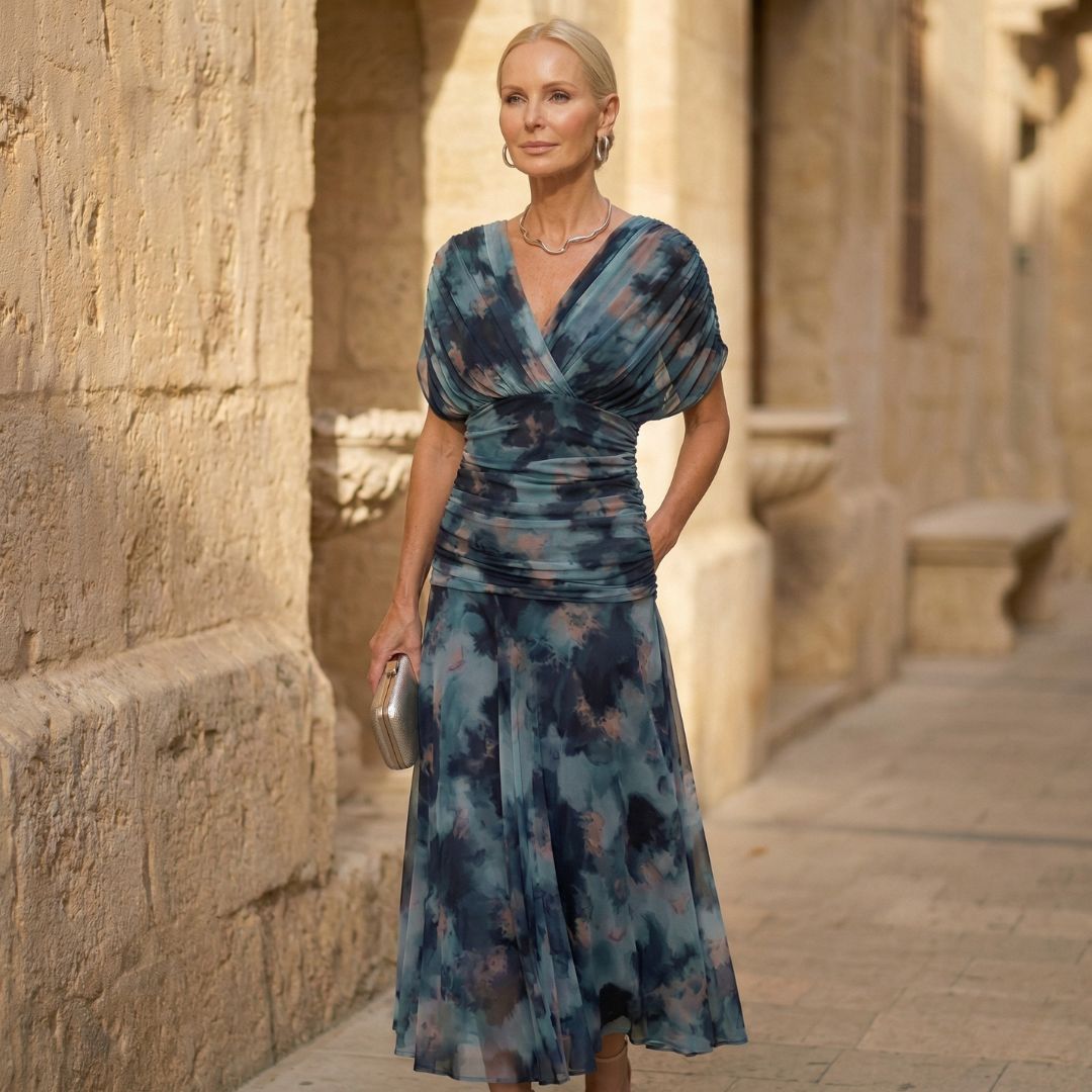 Blythe™ | Elegant Blue Watercolor Dress