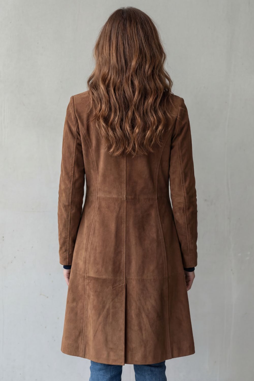 Women's Vintage Suede Finish Longline Coat