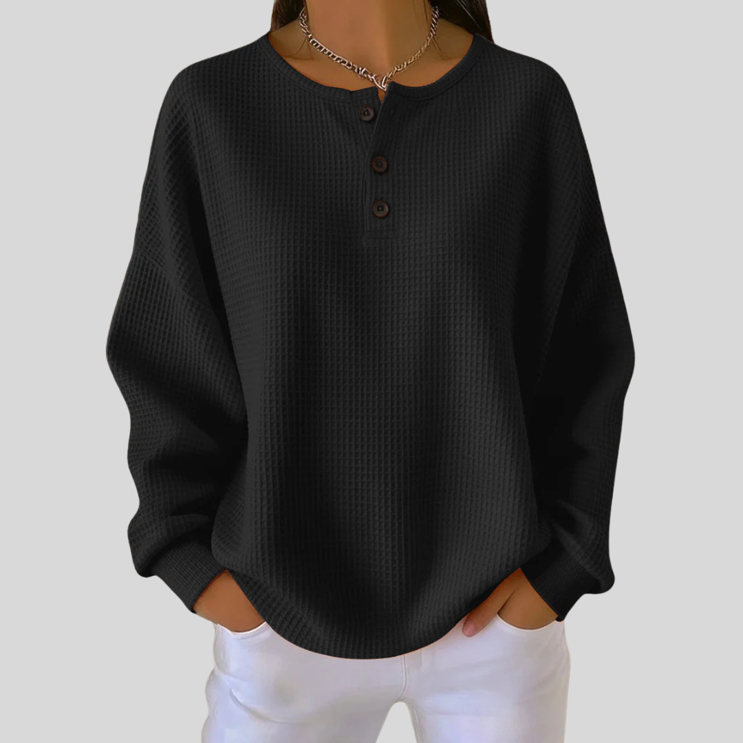 Nessa™ | Casual Henley Sweatshirt
