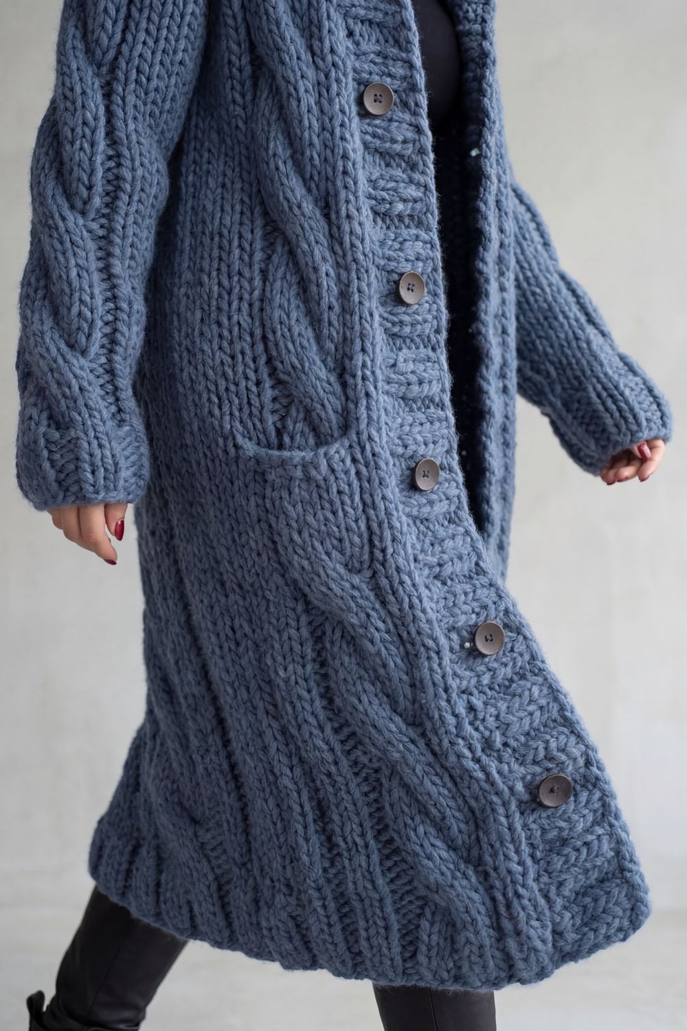 Women's Oversized Cable Knit Hooded Cardigan Coat