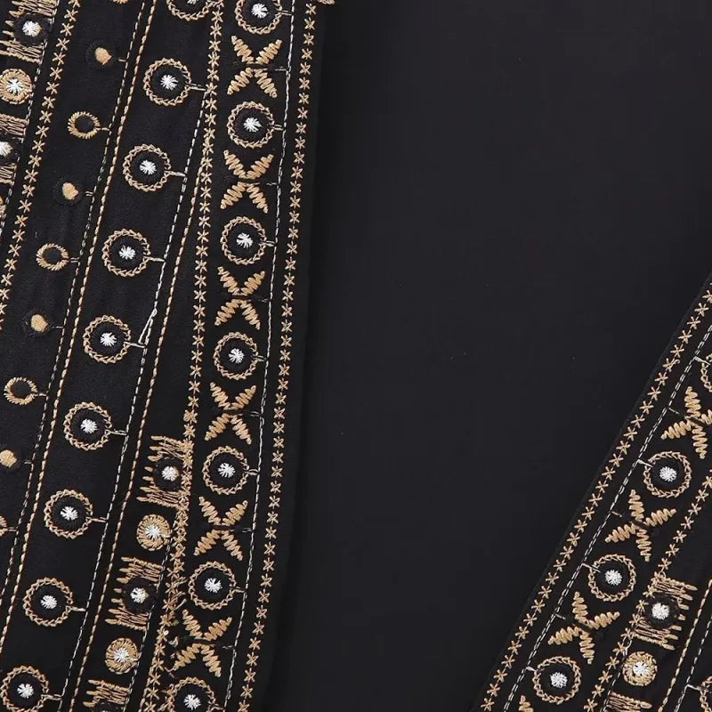 Women's Vest with Open Front and Embroidery