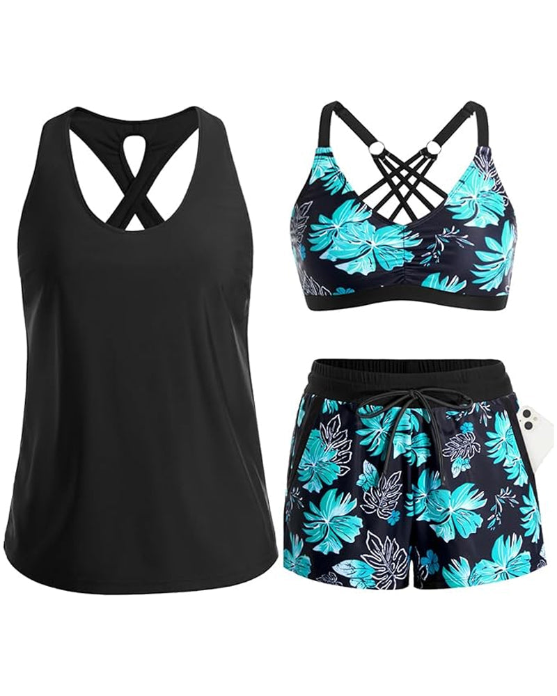 Tropicana™ | Three-Piece Tankini Bikini & Cover-Up Set