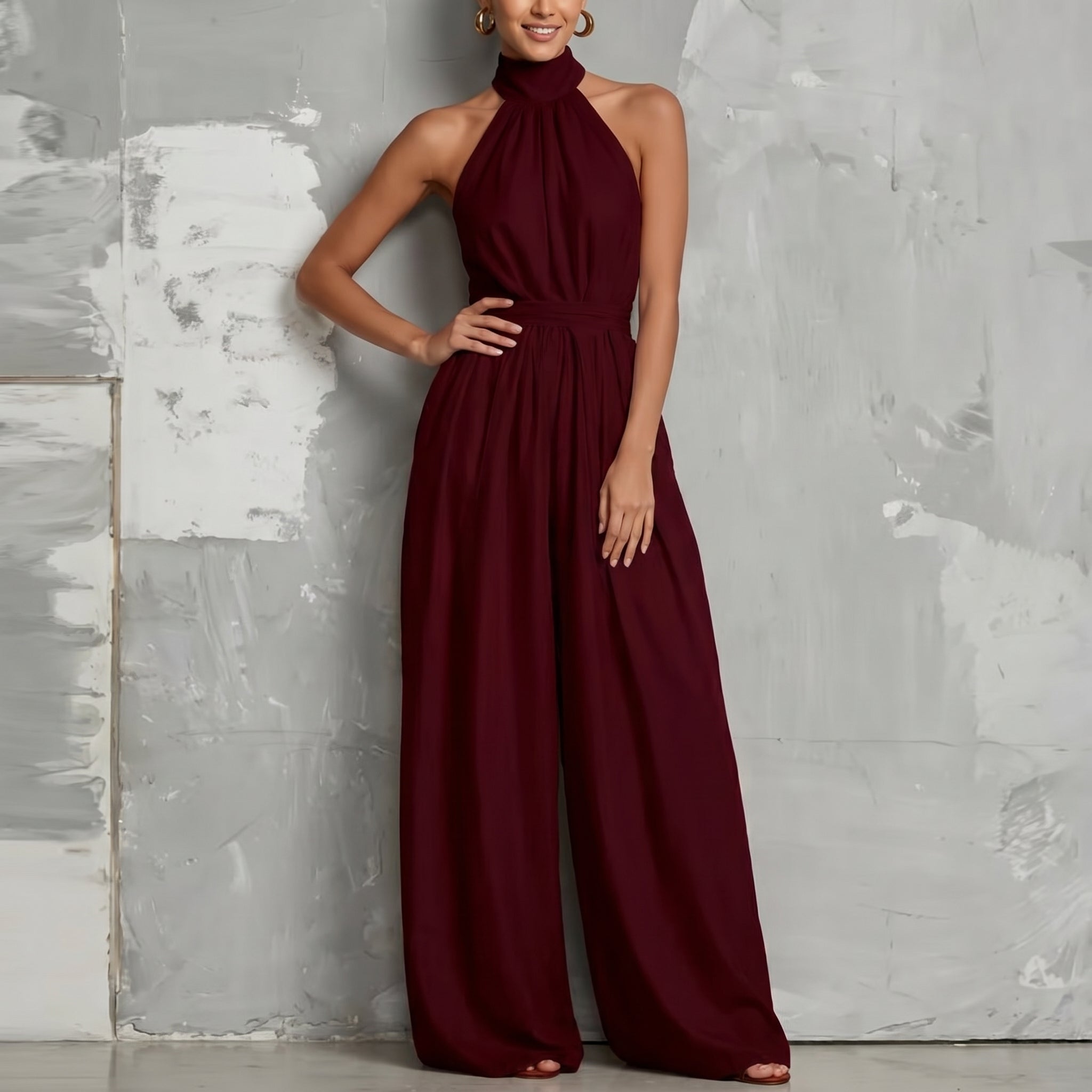 Laurel™ | Halter Neck Wide-Leg Jumpsuit